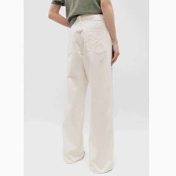 NWT R13 Damon Pleated Wide Leg Jean Sz 24/25/26 White Slubby Twill Cotton Causal - Picture 13 of 14